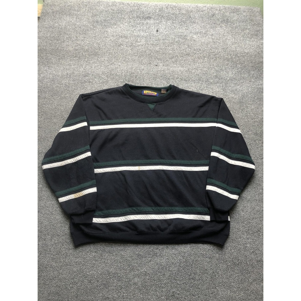 Highland Outfitters Sweatshirt Mens XL Blue Striped Crewneck Fleece Pullover